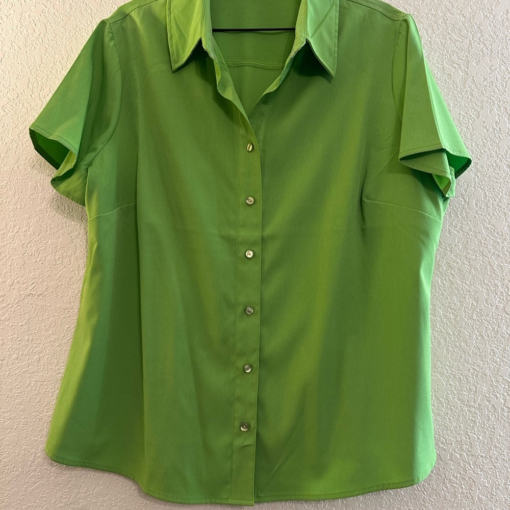 Cato Green Button Down Shirt with Notched Collar